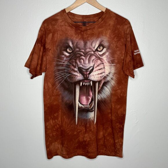 The Mountain Waco Sabertooth Tiger T-Shirt Medium Orange Tie-Dye Cotton Festival - Picture 1 of 7